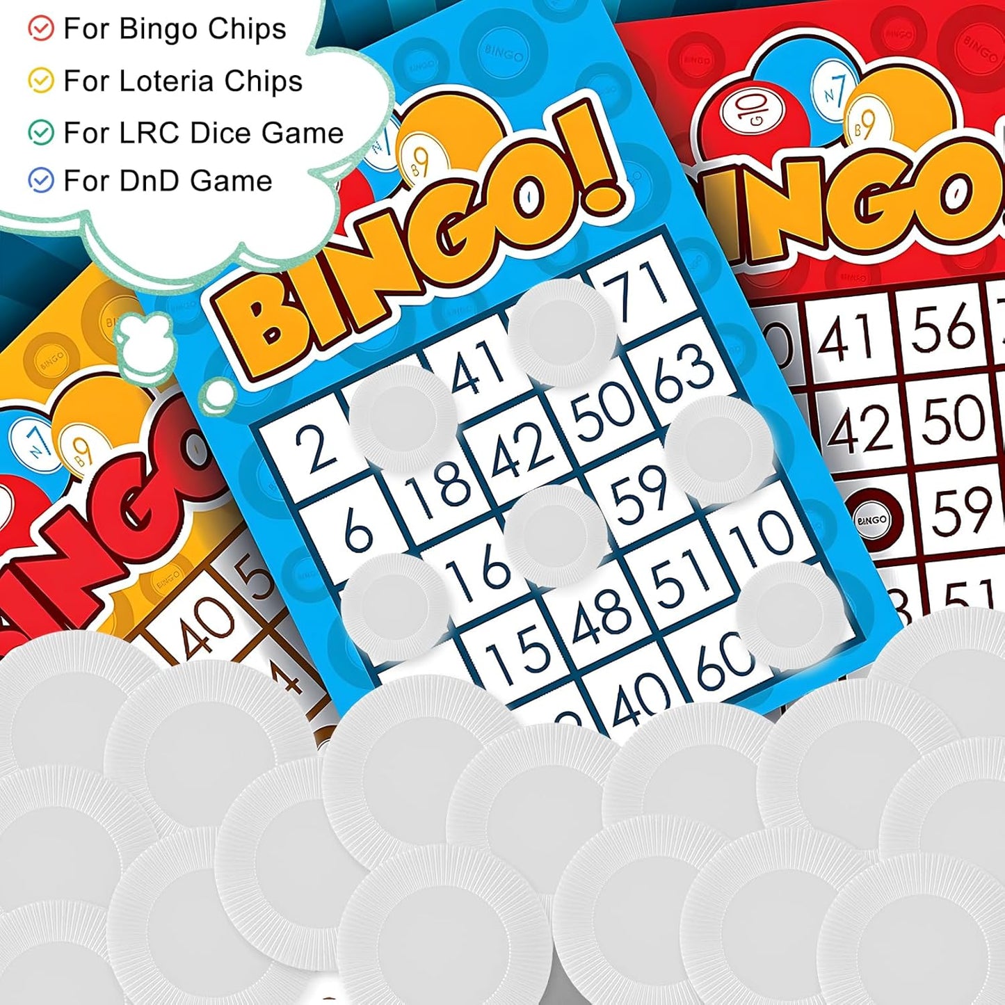 Coopay 1000 Pieces Plastic Poker Chips, Bingo Chips Bulk Learning Counters Disks Poker Card Game, Counting Markers for Math Practice, Game Tokens and Teaching Rewards, 25 mm/ 1 Inch (White)