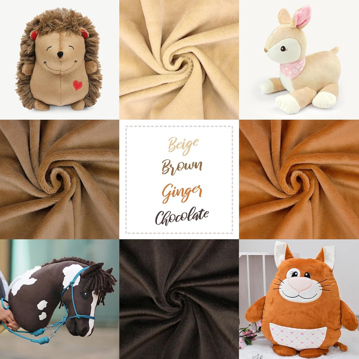 kullaloo Minky Fabric | Bundle: 4 Precut Pieces Solid Minky Plush Fabric for Sewing | 39.5x29.5 Each | for Plushies, Baby Blankets, Pillows, Dog Beds, Apparel | Brown Colors Minky Fabric Pack