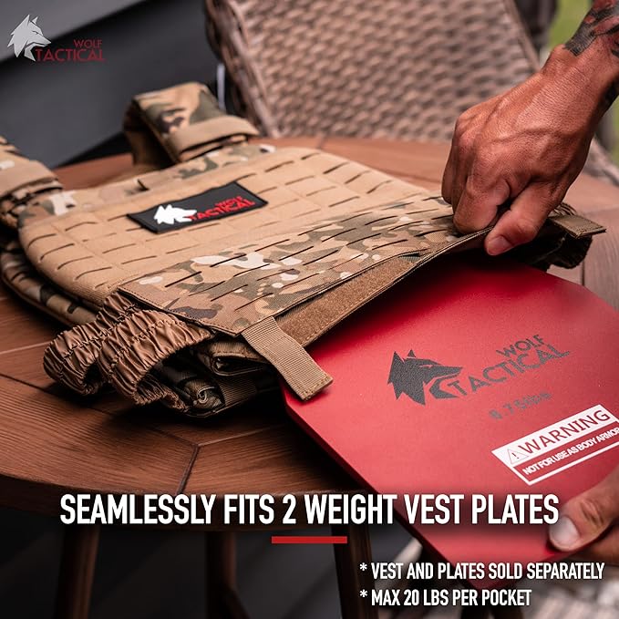 Wolf Tactical Adjustable Weighted Vest for Men & Women - Rucking, Workout, Running, Walking & CrossFit Weight Vest for Strength Training & Fitness