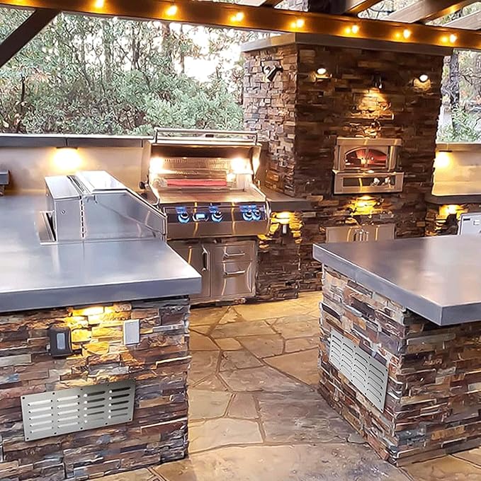 2 Pack Stainless Steel Venting Panel for Grill Accessory, 15" by 6-1/2" Stainless Steel Venting Panel for Masonry Fire Pits Fireplaces, Metal Vent Cover for Outdoor Kitchens