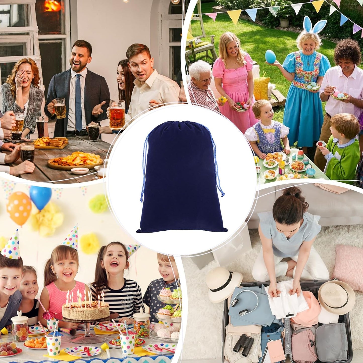 Velvet Drawstring Jewelry Bag, 50Pcs Blue Dice Bag, 7x10 Tarot Card Holder, Or Wrapping Halloween Party Favors, Small Bussiness, Toys, Board Game