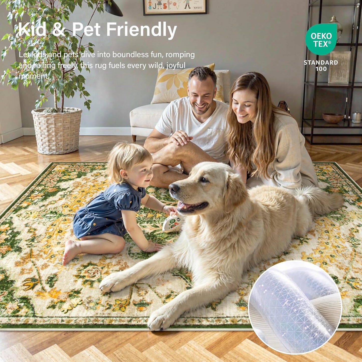 Lahome Bohemian 2x6 Washable Hallway Runner Rug, Kitchen Runner Rugs Non Skid Washable, Floral Medallion Soft Bathroom Carpet Runners for Laundry Room Bedroom Foyer Entryway, Yellow/Green/Multi