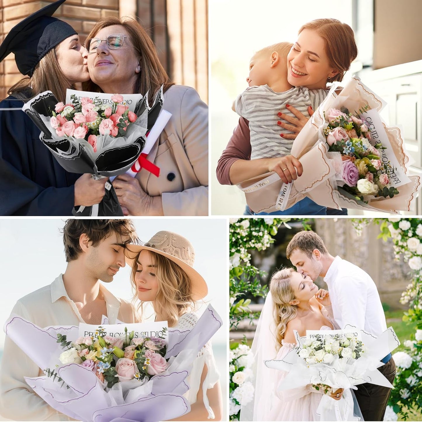 FUHITIM 20 Sheets Flower Wrapping Paper - Waterproof Floral Bouquet Wrapping Paper, Florist Supplies Packaging Paper for Wedding Birthday Gift DIY Crafts (Green)