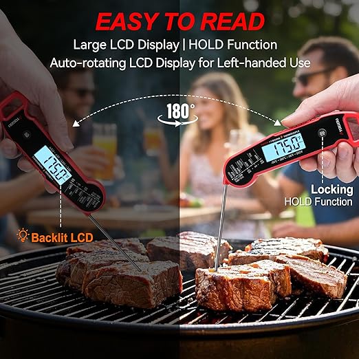 Atogou Professional Food & Meat Thermometer, 1 Sec Instant Read & ±0.5℉ Accuracy, Thermocouple Sensor, IP67 Waterproof Digital Thermometer for Cooking, BBQ, Grill Gifts for Men Him Dad Birthday
