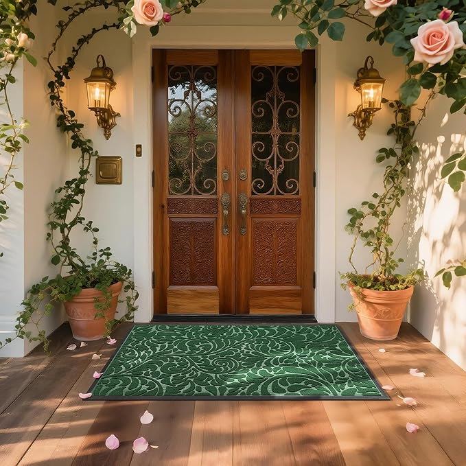 Yimobra Extra Large Door Mat 60x36, Waterproof Sturdy Outdoor Mats for Front Door, Heavy Duty Non-Slip Doormat for Garage Patio Entryway Indoor, Easy Clean, Green