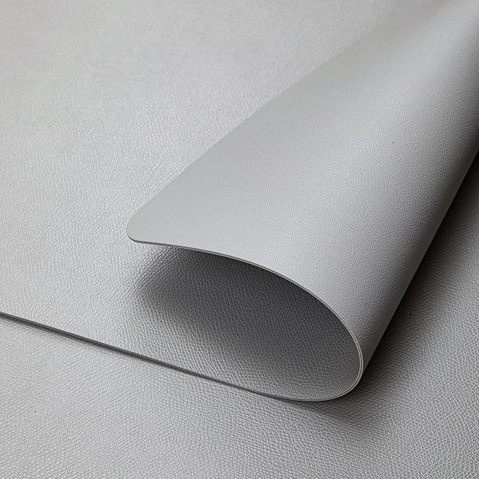 DOLOPL Faux Leather Placemats Set of 6, Wipeable Heat Resistant Table mats - Anti Slip Table Place Mats, Modern Washable Outdoor Placemats for Kitchen Dining Room Table Decorations, Light Gray