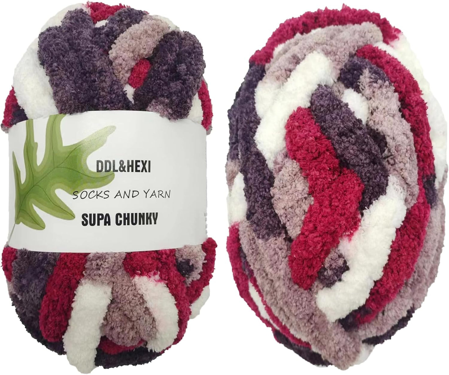 DDL&HEXI 4 Pack Super Chenille Chunky Yarn for Hand Knit, Blanket Making Kit, Jumbo Knitting, 4x8oz (226g) per Bag, Soft Polyester for Crochet, Knitting, and DIY Projects(241-4)