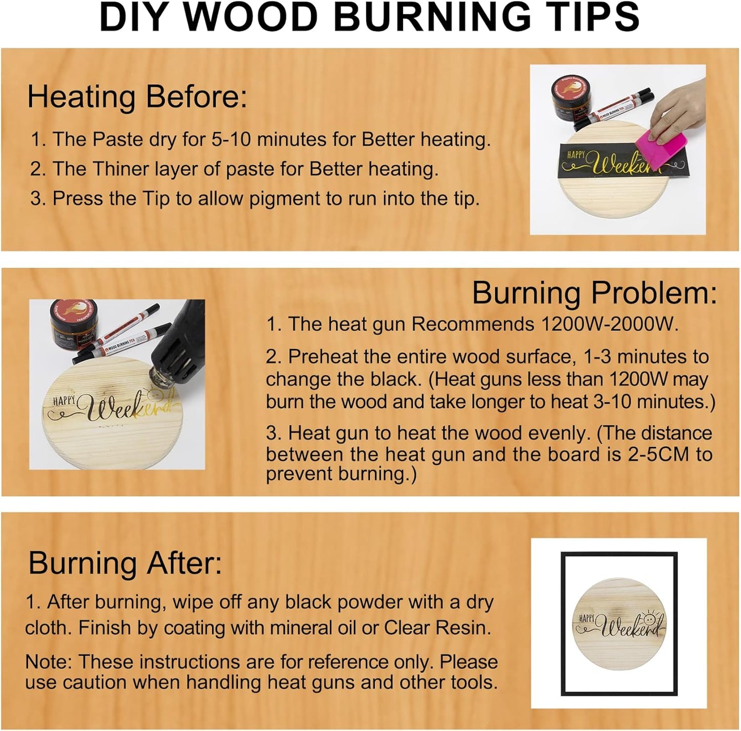 Teexpert Wood Burning Gel Pen Kit, 4 OZ Paste, 2 Double-Sided Scorch Pens, 4 Tips, Squeegee, Sandpaper for DIY Heat Sensitive Wood Crafts Suitable for Artists & Beginners