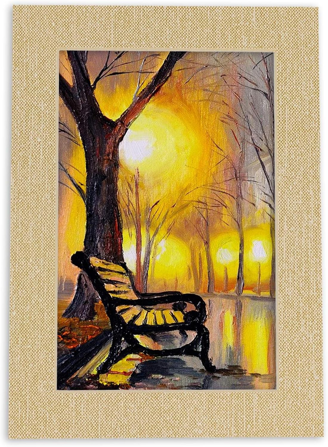 11x14 Mat Bevel Cut for 8.5x11 Photos - Acid Free Fresh Linen Canvas Precut Matboard With Backing Board and Crystal Clear, Self Seal Mat Bag - For Pictures, Framing - 4-ply Thickness