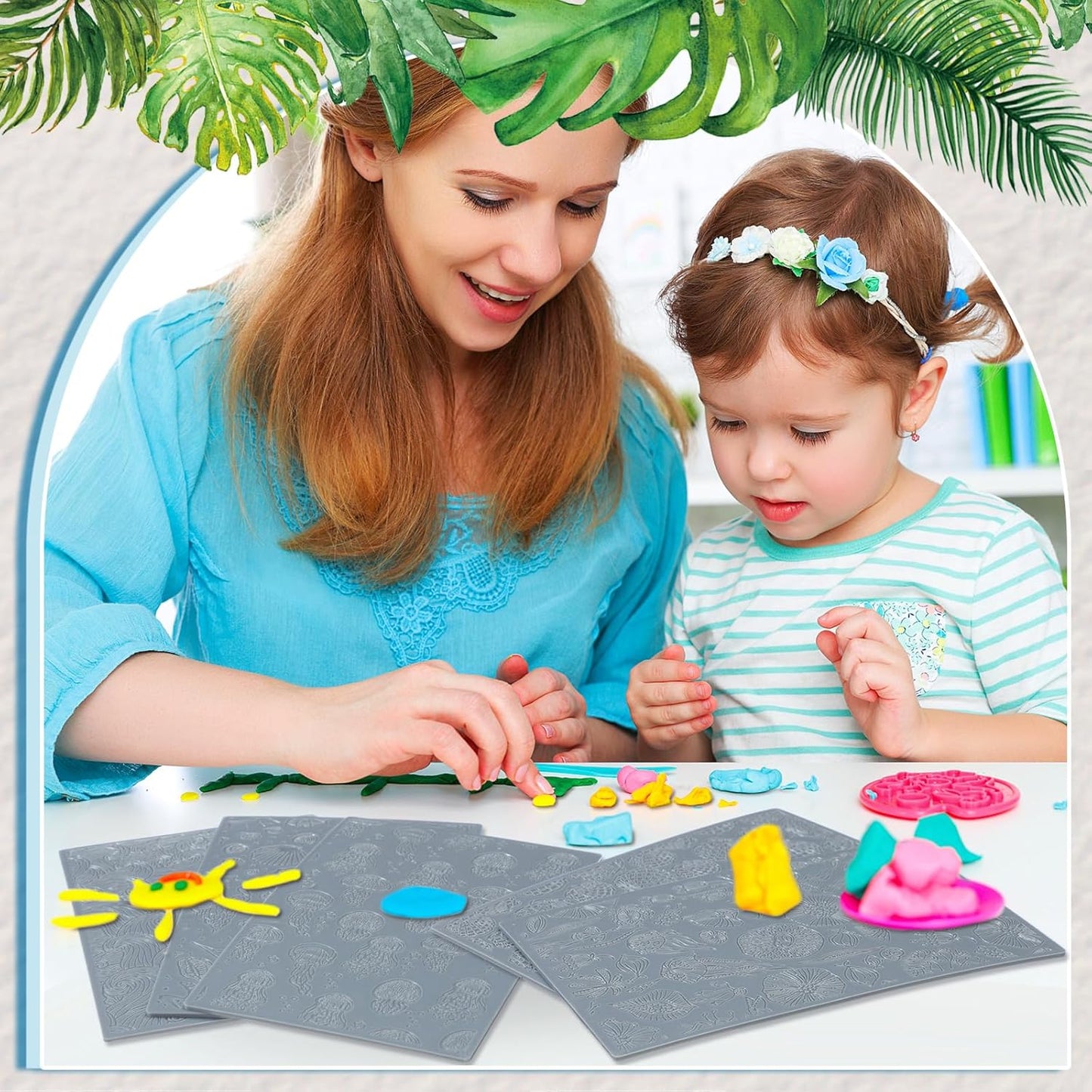 12pcs Polymer Clay Texture Sheets Set Works with Polymer Clay Cutter Embossing Clay Texture Roller DIY Sheets for Jewelry Earring Making DIY Craft Supply (Summer)