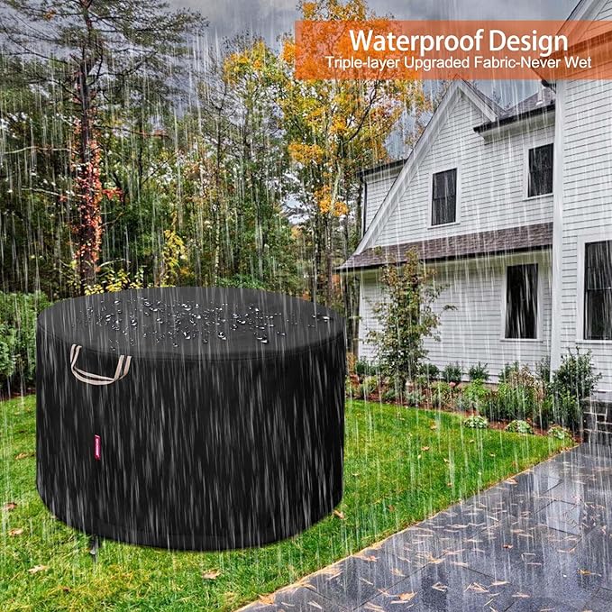 QH.HOME Fire Pit Cover Round for Solo Stove Yukon 27", Waterproof Smokeless Fire Pit Cover, 600D Strong Tear Resistant, Fits for Gas/Table/Bowl Fire pits - 28" D X 17" H
