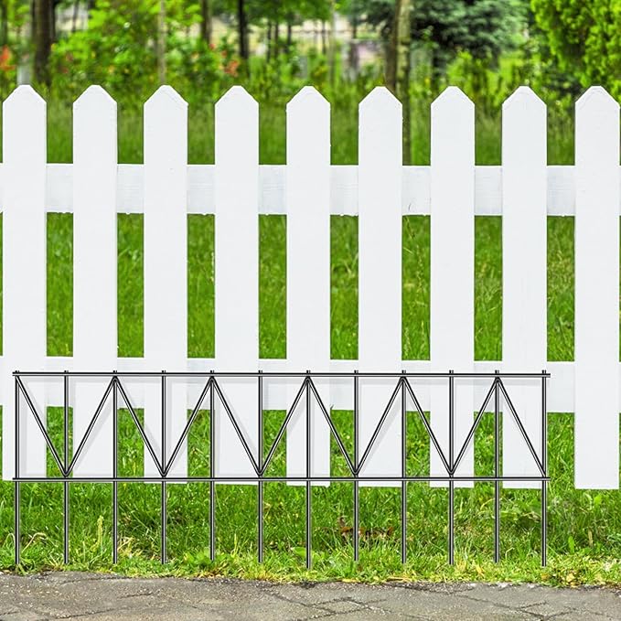 15 Pack 24" L x 15" H Animal Barrier Fence, Underground No Dig Fence Patented Product, 5.5mm Galvanized Stakes with 2 inch Spacing, Anti Digging for Dogs, Total 30Ft(L) X 15in(H) Black