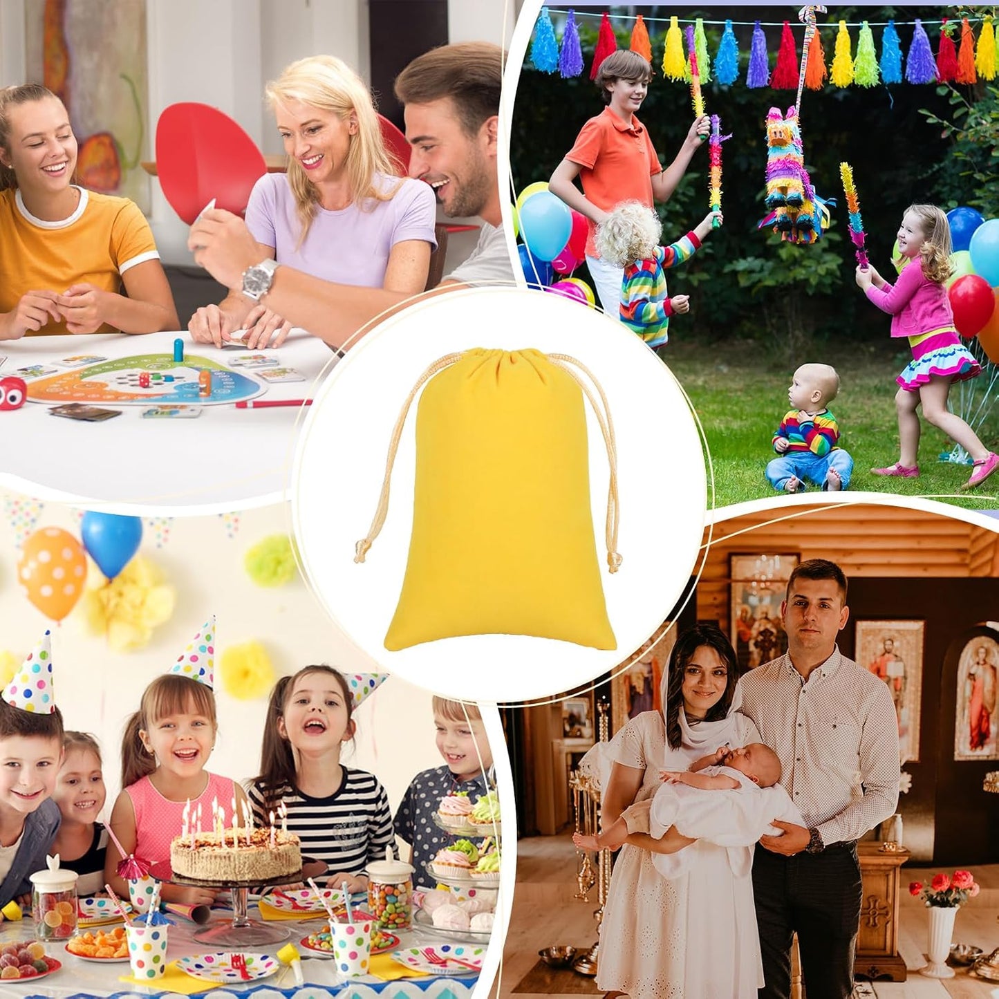 Velvet Drawstring Jewelry Bag, 50Pcs Yellow Coin Pouch, 4x6 Dice Bag, For Wrapping Halloween Party Favors, Small Jewelry, Small Bussiness, Palm Crosses, Pendents, Bracelet