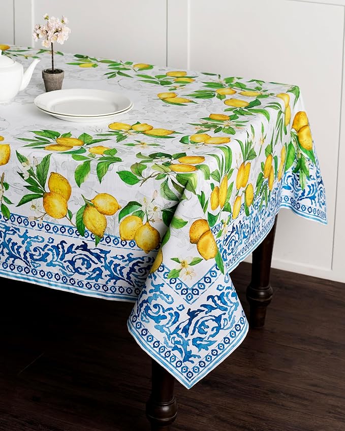 Maison d' Hermine Table Cloth Rectangle Table 100% Cotton 60 x 120 Inches Tablecloth Reusable Decorative Everyday Use for Dining Room, Farmhouse, Home, Party, Festive & Wedding Spring Summer - Cedrat
