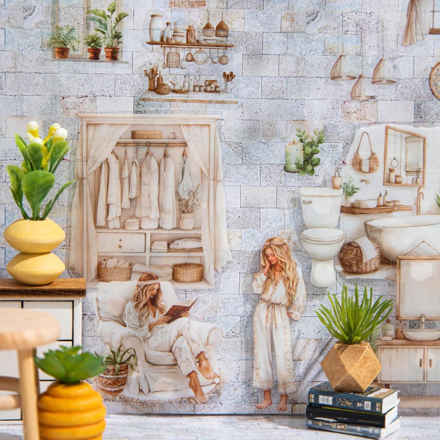 Daily Theme PET Tape Set,6 Rolls Transparent Tape Stickers for Junk Journal,Scrapbook Supplies for Journaling,Notebook,Diary,DIY Craft,Photo Album(Weekend Routine)