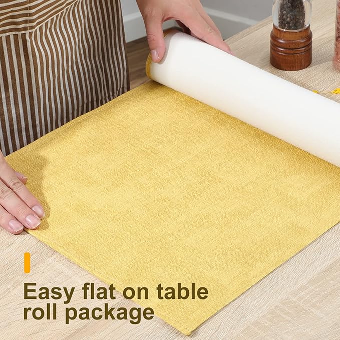 Wipeable Table Runner, Thick Farmhouse Dresser Runner, Rustic for Kitchen, Bedroom, Living Room, Indoor and Outdoor (72'', Mustard Yellow)