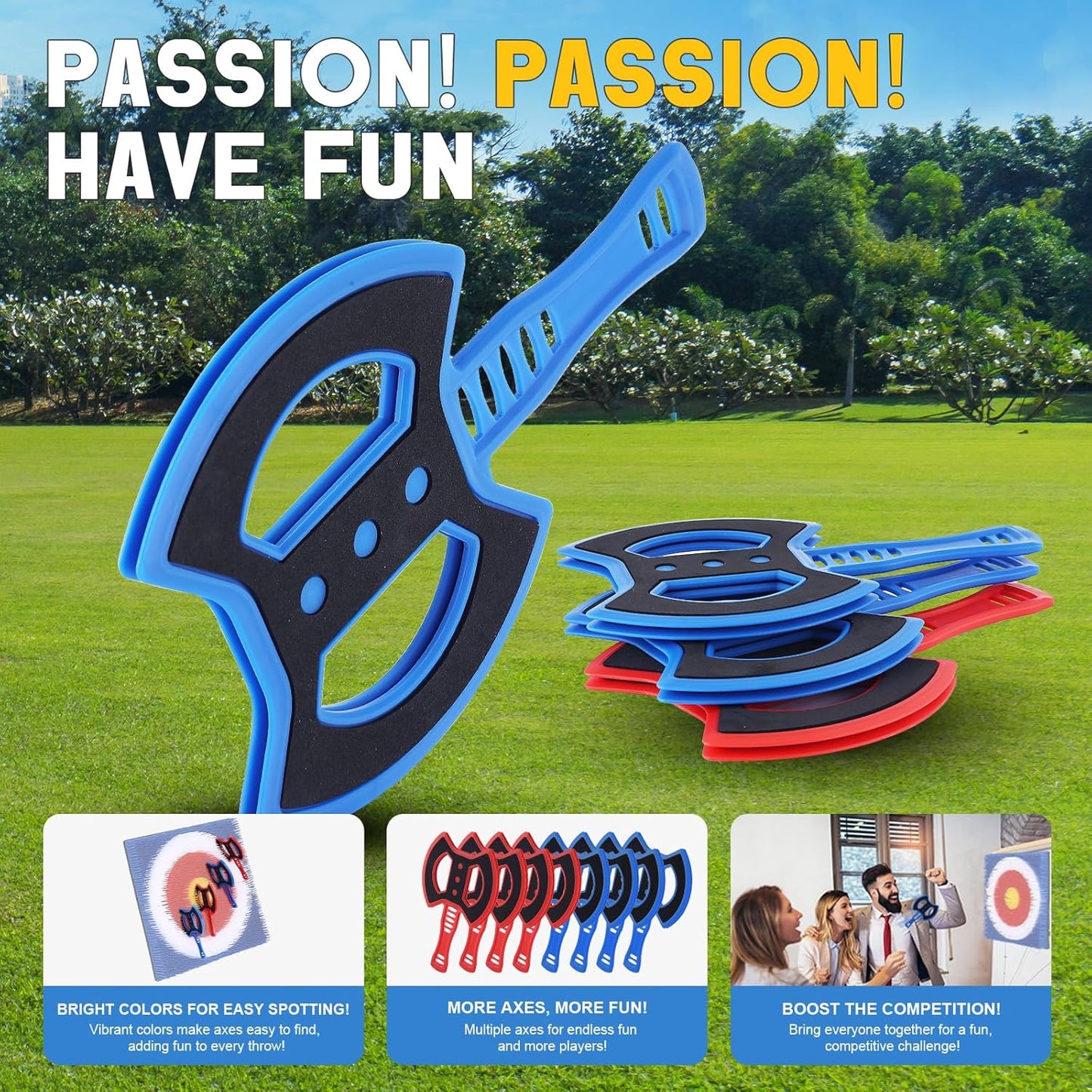 Throwing Axe for Axe Throwing Game for Backyard, Throwing Axe Set with Throwing Star for Outdoor Games, Durable and Fun for All Ages