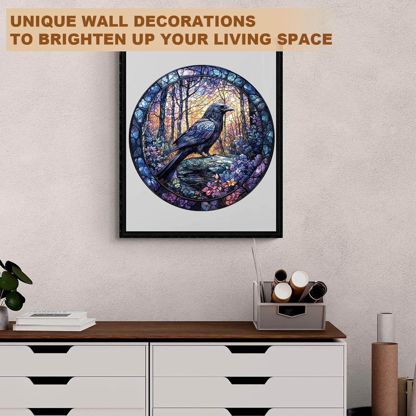 Wooden Puzzles for Adults, Wooden Jigsaw Puzzles, Exquisite Raven Puzzle, Gifts for Family or Friends for Any Holiday.(11.4 * 11.4 in 200pcs)