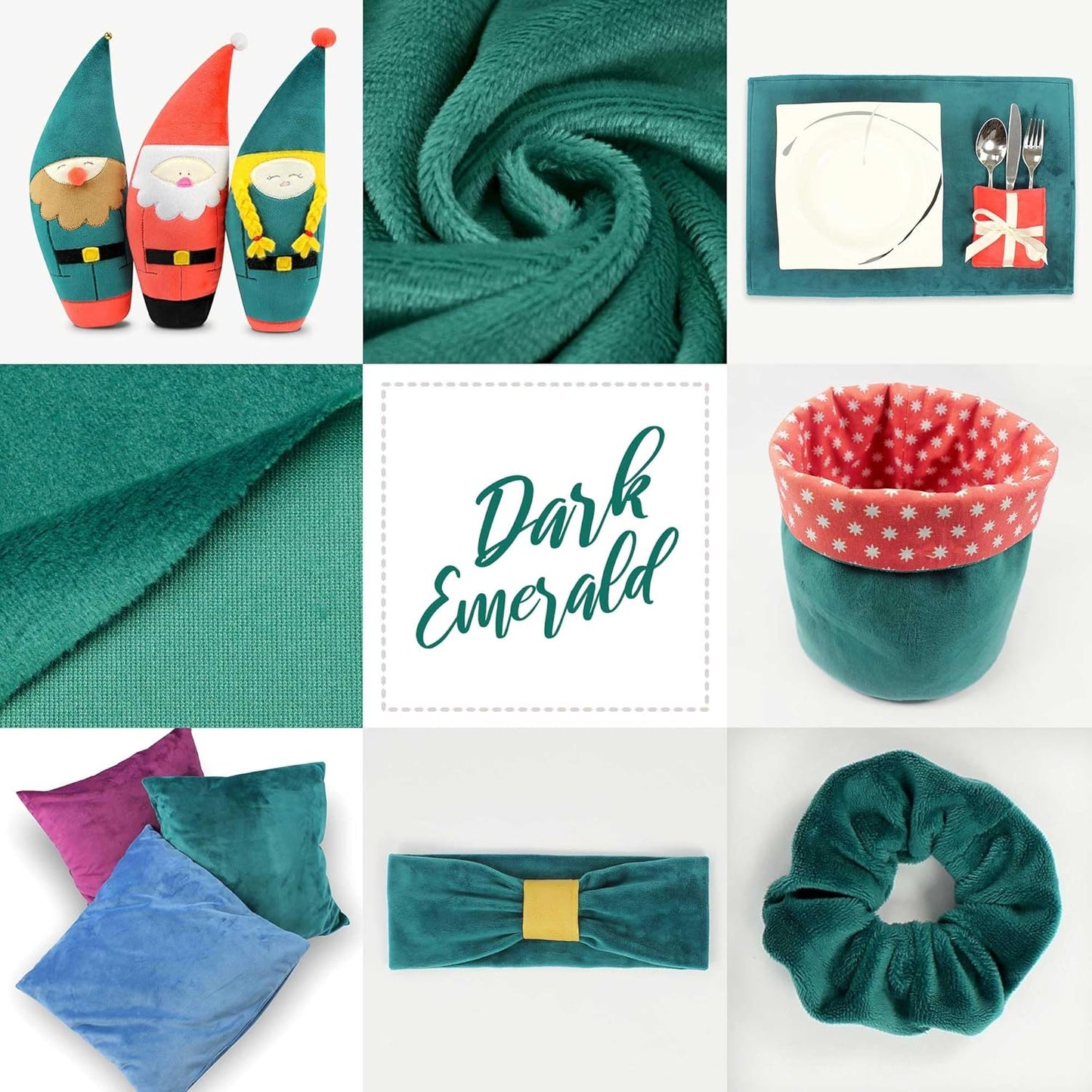 kullaloo Plush Fabric | Solid Dark Emerald Minky Fabric for Sewing (Pack of 2) | Super Soft Cuddle Material | 39.5x29.5 | Plushies, Baby Blankets, Pillows, Pet Beds, Baby Accessories, Apparel