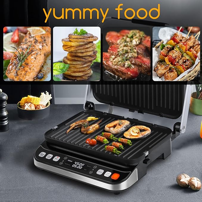 Taylor Swoden Panini Press Waffle Maker, 1600W Electric Indoor Grill with Non-Stick Double Sided Plates, LED Touch Screen, Independent Temperature Control, Opens 180 Degrees, Stainless Steel