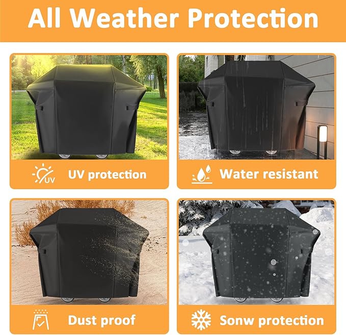 7106 Grill Cover for Weber Spirit 200 and 300 Gas Grill, Waterproof Cover for Weber Spirit 210 Gas Grill Models, 52 Inch Outdoor BBQ Cover for Spirit 2 Grill