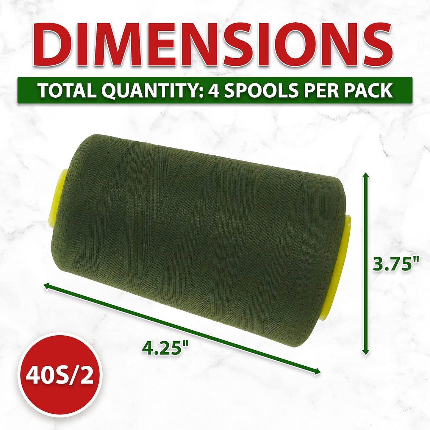 Mandala Crafts 4 Pack of Serger Threads Cones Spools - 40S/2 24000 Yards Polyester Olive Green Threads for Sergers Machine and Overlock Quilting Sewing Machine