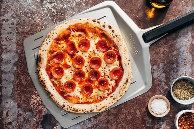 ooni 14” Perforated Pizza Peel – Long Handle Perforated Aluminium Pizza Paddle – Lightweight Pizza Turning Peel Outdoor Pizza Oven Accessories