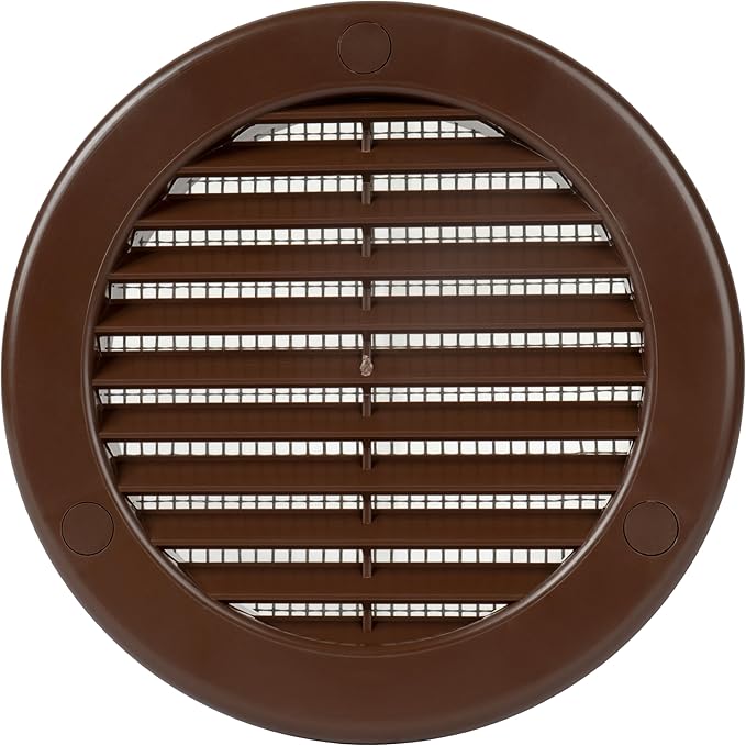 Repa Market 4 Inch (Opening) Brown Round Air Vent Cover - Pack of 10 Plastic Fresh Air Intake Vent - Grill Cover with Nylon Mesh Screen - Wall or Ceiling HVAC Return Air Register - Modern Soffit Vents
