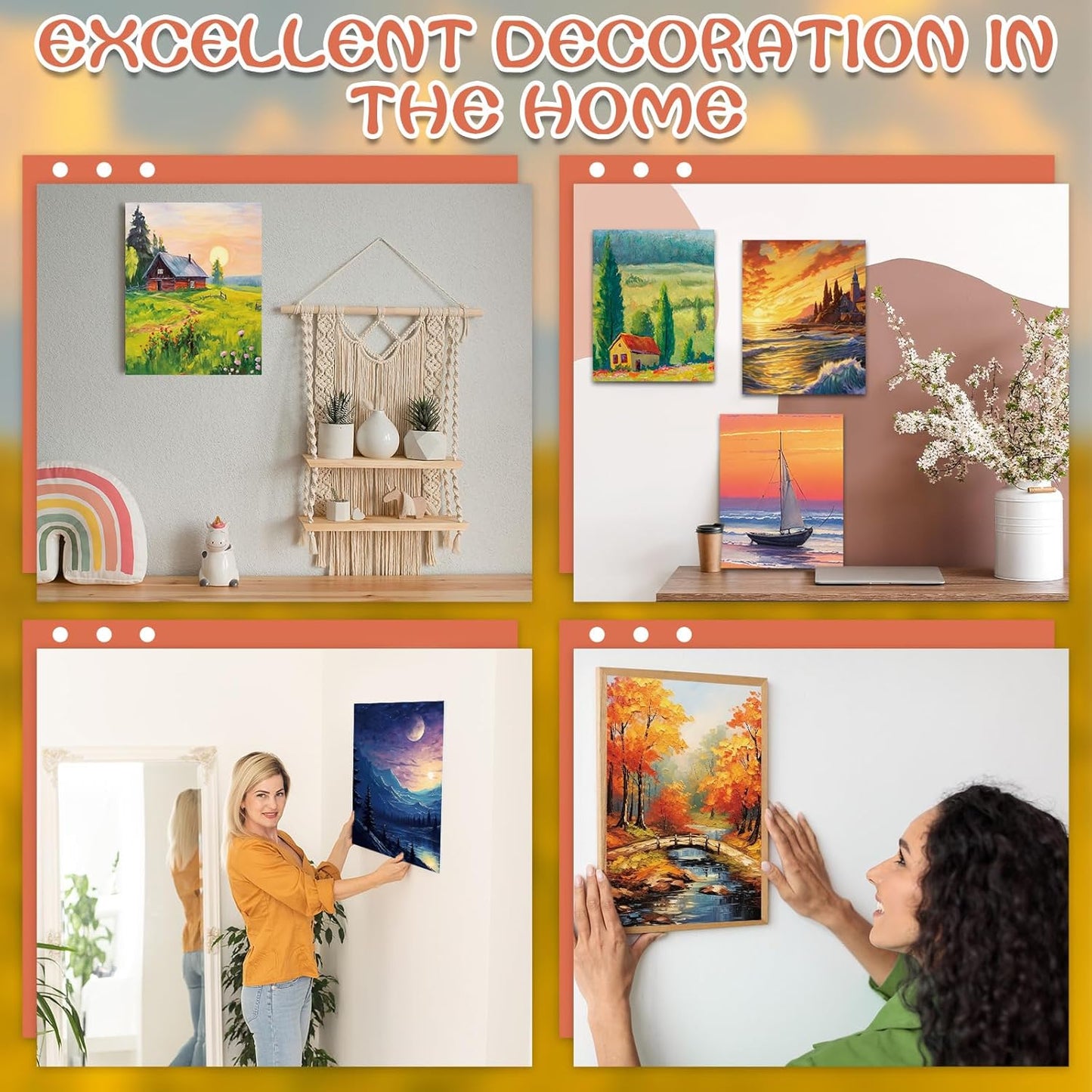 Zhanmai 12 Pack Pre Drawn Canvas for Painting Sip and Paint Kit 8" x 10" Paint Party Set Canvas Painting Pre Printed Canvases for Party Favor DIY Virtual Adult's Date Night(Natural Scenery)