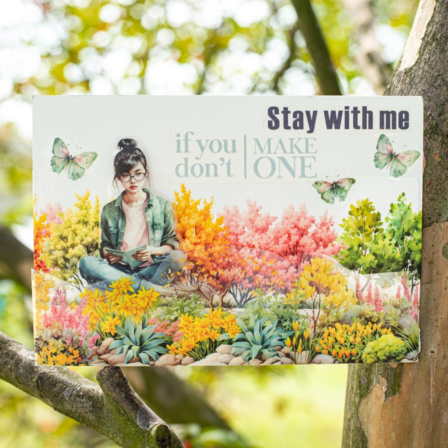 6 Rolls Transparent Floral and Botanical PET Tape Set, Landscape Stickers for Journaling, Scrapbooking, and DIY Crafts, with Decorative Clip