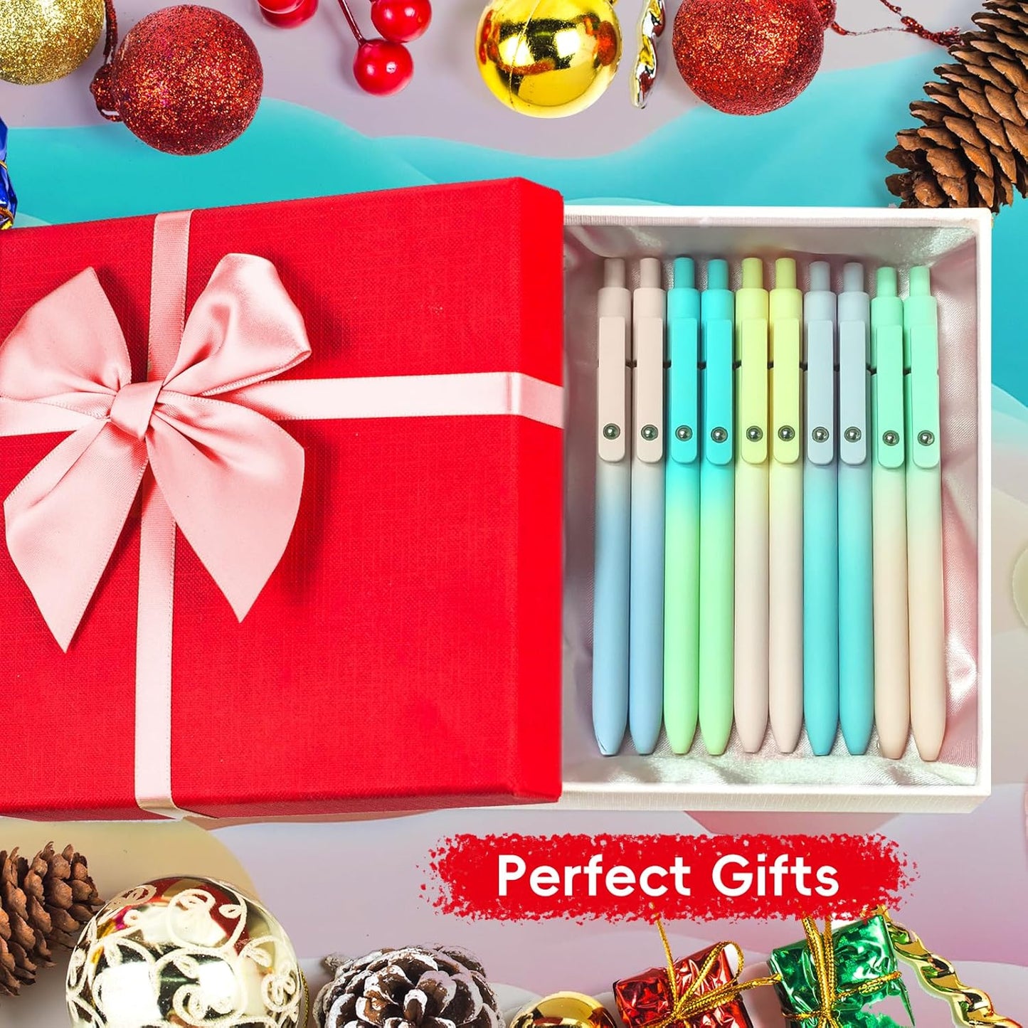 Gel Pens, 5 Pcs Black Ink Pens for Women, 0.7mm Medium Point Smooth Writing Pens with Silicone Grip, High-End Series Metal Clip Retractable Pens for Journaling Note Taking (5 Pcs Pastel)