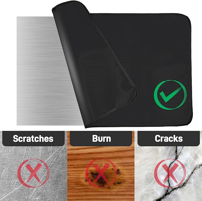 15 x 18 in Fireproof Grill Mats for Outdoor Tabletop Grill to Protect Your Grill Table - Heat Resistant Grill Table Mat - Waterproof & Oilproof BBQ Mat - Black (1mm)