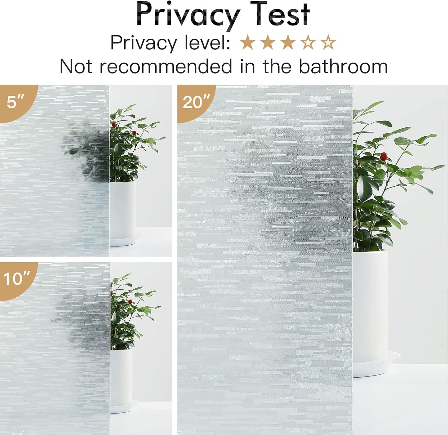 Haton Window Privacy Film, Frosted Glass Static Cling Sun Heat Blocking Window Clings, Frosting Opaque Coverings, Vinyl Removable Stickers Tint for Home Door Office, Non Adhesive 29.5" x 78.7"