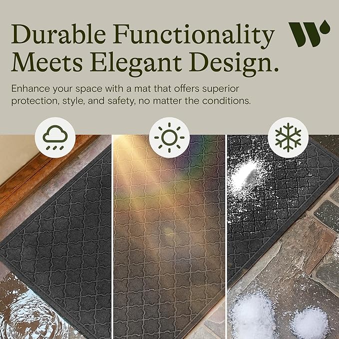 WaterHog Heavy Duty Doorway Mat, 3' x 5', Made in USA, Durable & Skid-Resistant Entryway Mat, Water-Trapping, Indoor/Outdoor Decorative Floor Covering, Cordova Collection, Charcoal
