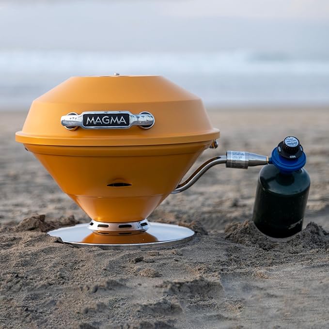 Magma C10-105-MUS Mustard Beach Fire Gas Grill | Portable Gas BBQ | Compact Propane Grill | Stylish Outdoor Cooker