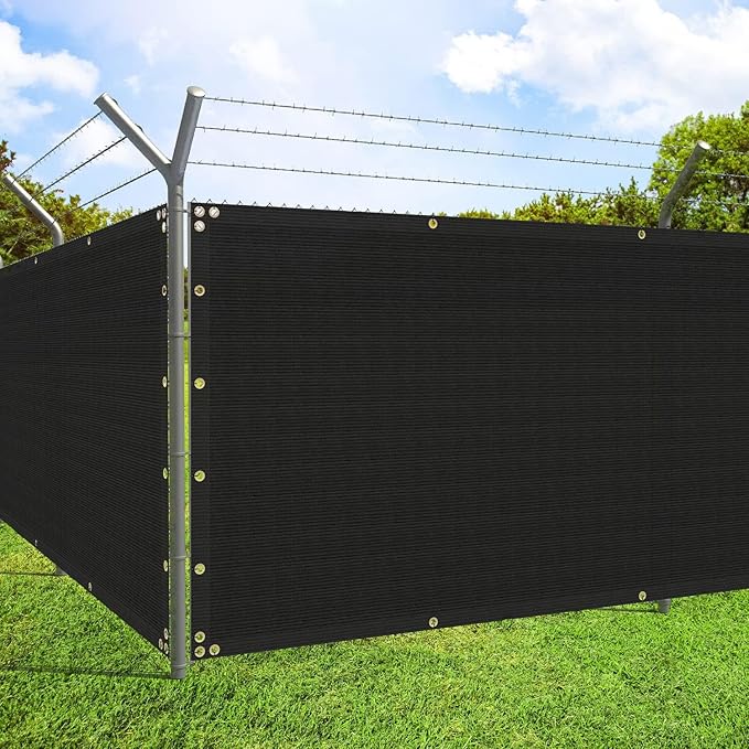 ECOOPTS 8'x298' Privacy Fence Screen Windscreen with Copper Grommets, Fit for Commercial Fence and Residential Garden Outdoor 90% UV Blockage, Cable Zip Ties Included (Black)