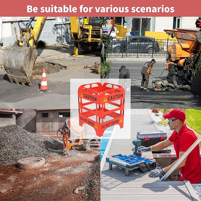Collapsible Safety Barrier with Reflective Strips - Portable Foldable Caution Barricade for Construction Zones, Crowd Control & Traffic Safety, High Visibility Durable Barrier, Weatherproof Hazard Warning Fence