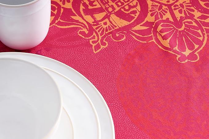 Maison d' Hermine Table Cloth Round Table 100% Cotton 63 Inches Fall Tablecloth Reusable Everyday Use for Thanksgiving Christmas Decorations Dining Farmhouse Party (Versailles)
