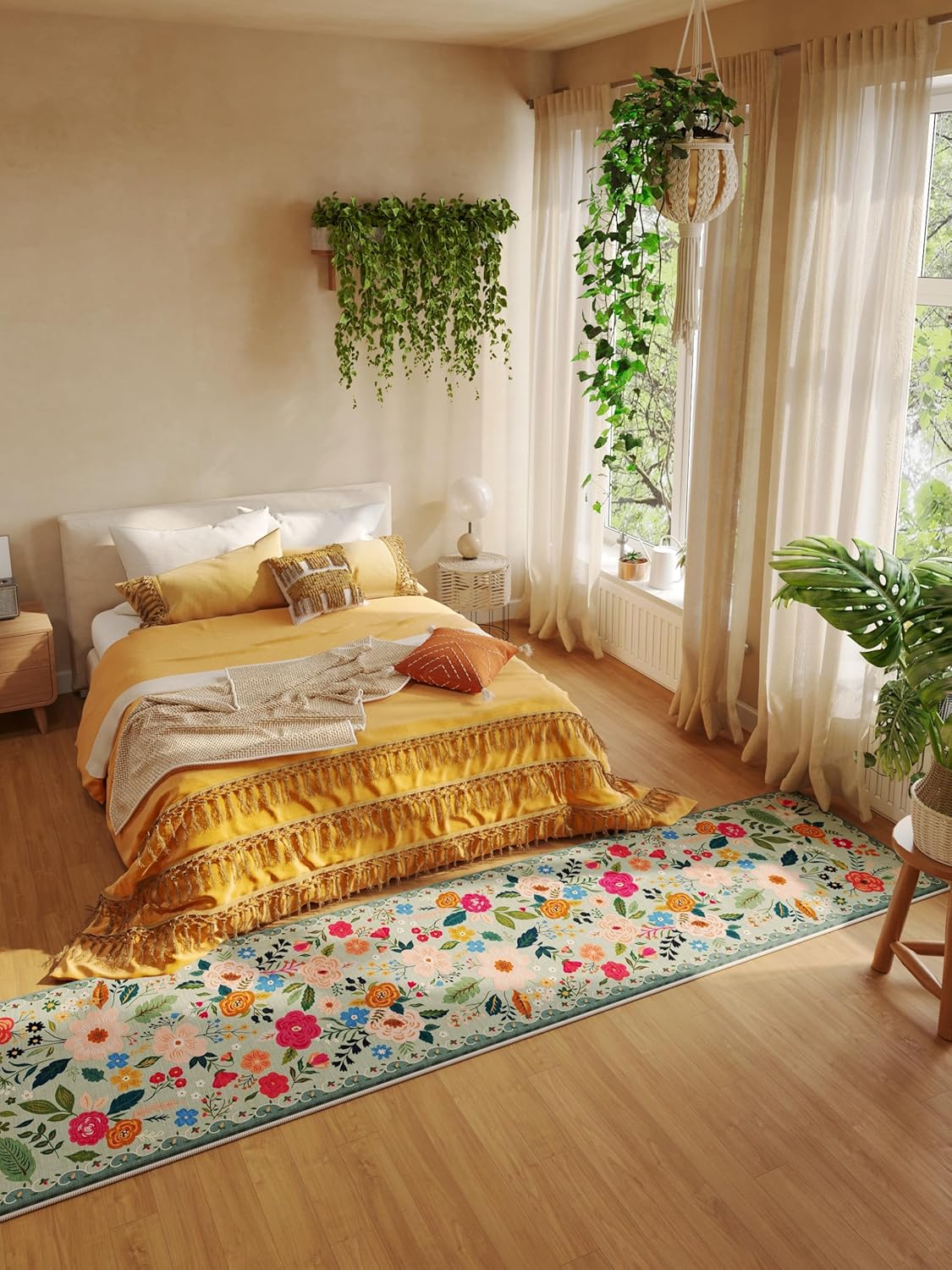 Rugcomf Runners for Hallways Kitchen Runner Rug Non Slip 2'x 10' Long Washable Rugs with Rubber Backing Soft Floral Carpet Runner for Hallways, Kitchen, Laundry, Bedroom, Bathroom(Green)