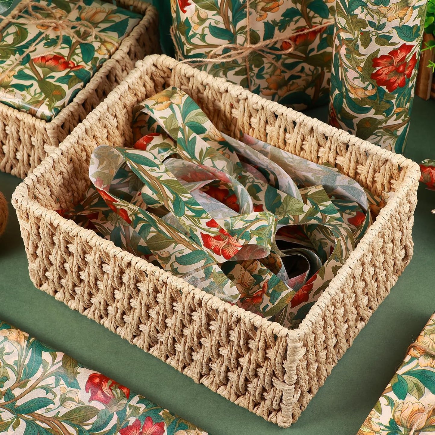 100 Sheet William Morris Tissue Paper, 20x14 inch Vintage Blue Green Floral Printed Wrapping Paper Seamless Print Botanical Flower Tissue Paper for Birthday Wedding Bridal Shower Tea Party DIY Craft