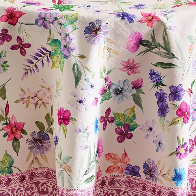 Maison d' Hermine Table Cloth Round Table 100% Cotton 69 Inches Tablecloth Reusable Decorative Everyday Use for Dining Room, Farmhouse, Home, Party, Festive & Wedding Spring Summer - Chardon