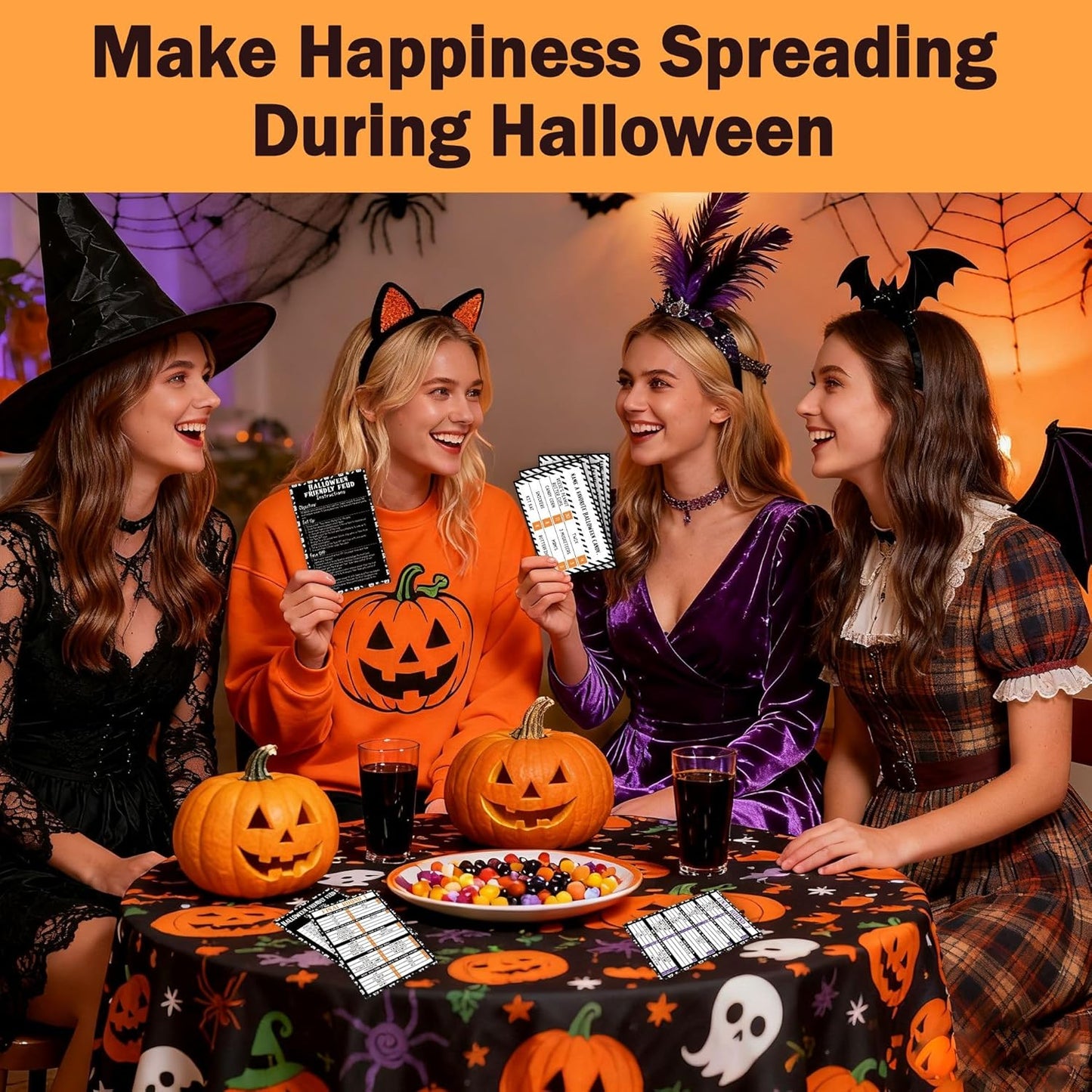 Halloween Games for Adults Friends, Halloween Family Friends Feud Trivia Games, Group Party Matching Activities, Fall Festival Board Card Activities, 01