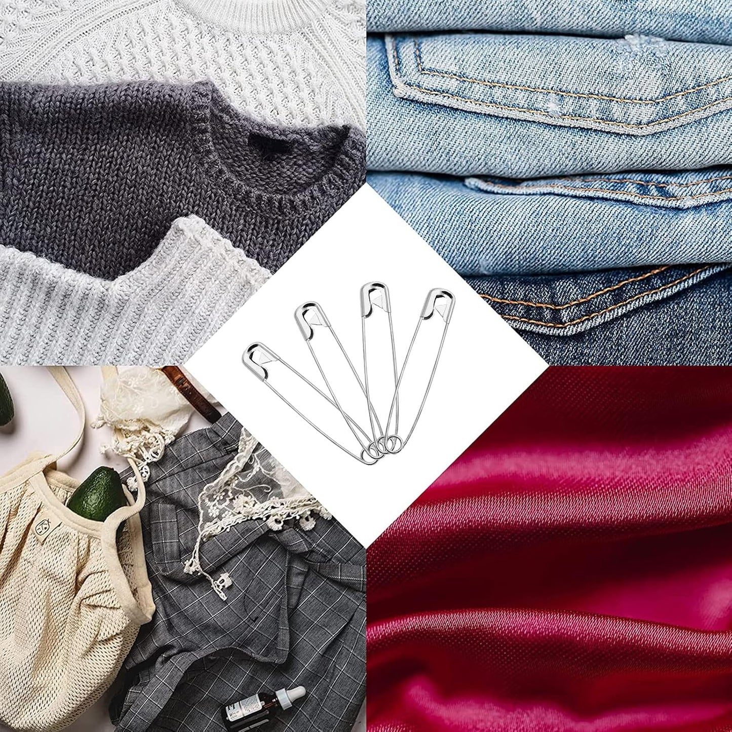 100 PCS 55mm / 2.2 Inch Heavy Duty Quilting Pins, Large Silver Metal Safety Pins for DIY Crafts, Jewelry Making, Baby Clothing