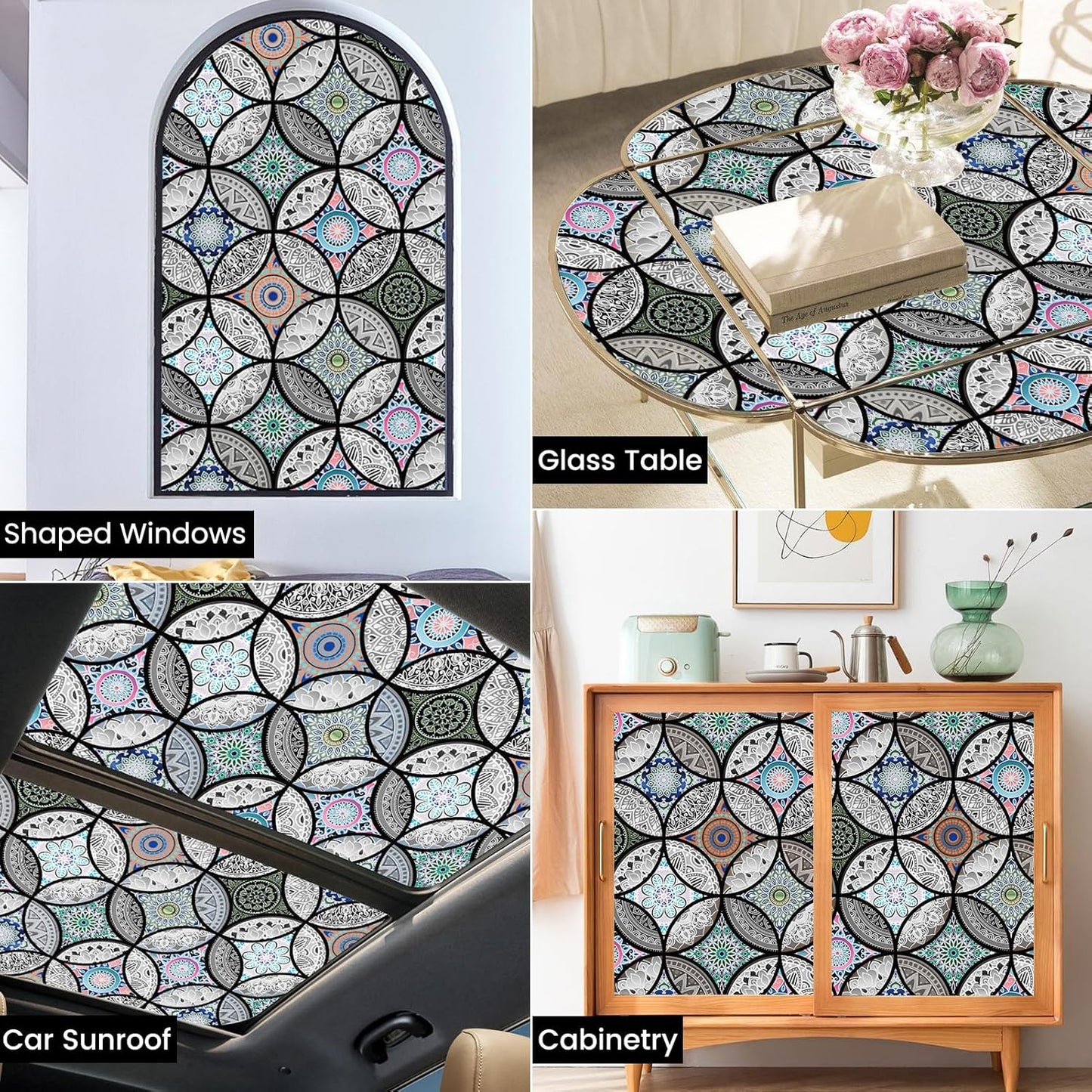 DKTIE Static Cling Decorative Window Film with Installation Tools Non Adhesive Privacy Film, Stained Glass Window Film for Bathroom Shower Door Heat Cotrol Anti UV 17.7 x 78.7 Inch