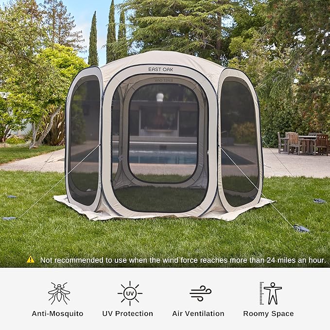 EAST OAK Screen House Tent Pop-Up, Portable Screen Room Canopy Instant Screen Tent 6 x 6 FT & 10 x 10 FT