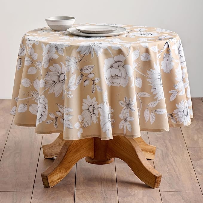 Maison d' Hermine Table Cloth Round Table 100% Cotton 69 Inches Fall Tablecloth Reusable Everyday Use for Thanksgiving Christmas Decorations Dining Farmhouse Party (Pretty Autumn)