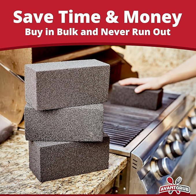 Commercial Grade Grill Cleaning Brick Bulk 24 Pack by Avant Grub. Pumice Stone Cleaner Tool Cleans and Sanitizes Restaurant Flat Top Grills or Griddles Effectively Without Harsh Chemicals or Abrasives