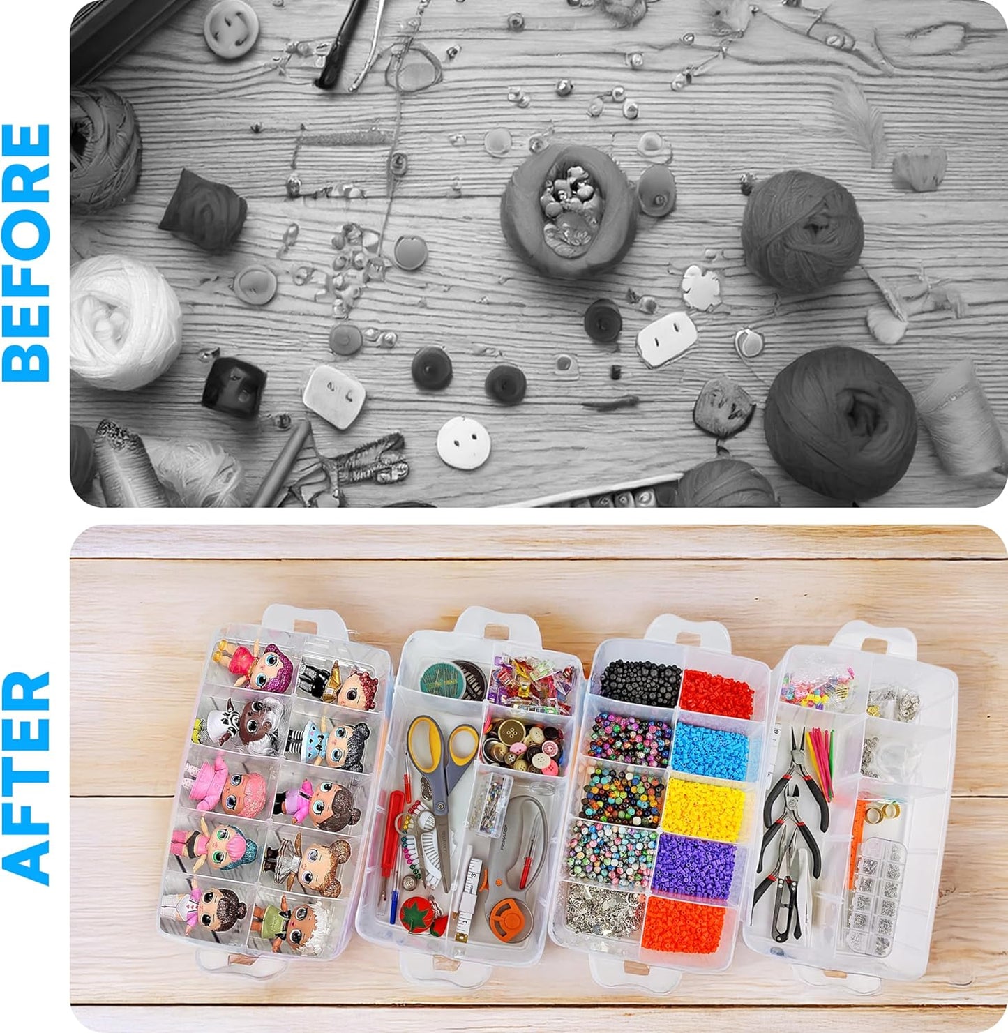 Bins & Things 40-Compartment Organizer for LOL Dolls - Beads and Craft Storage, Compact Toy Organizer for Small Toy Figures - Portable, Durable Storage Solution