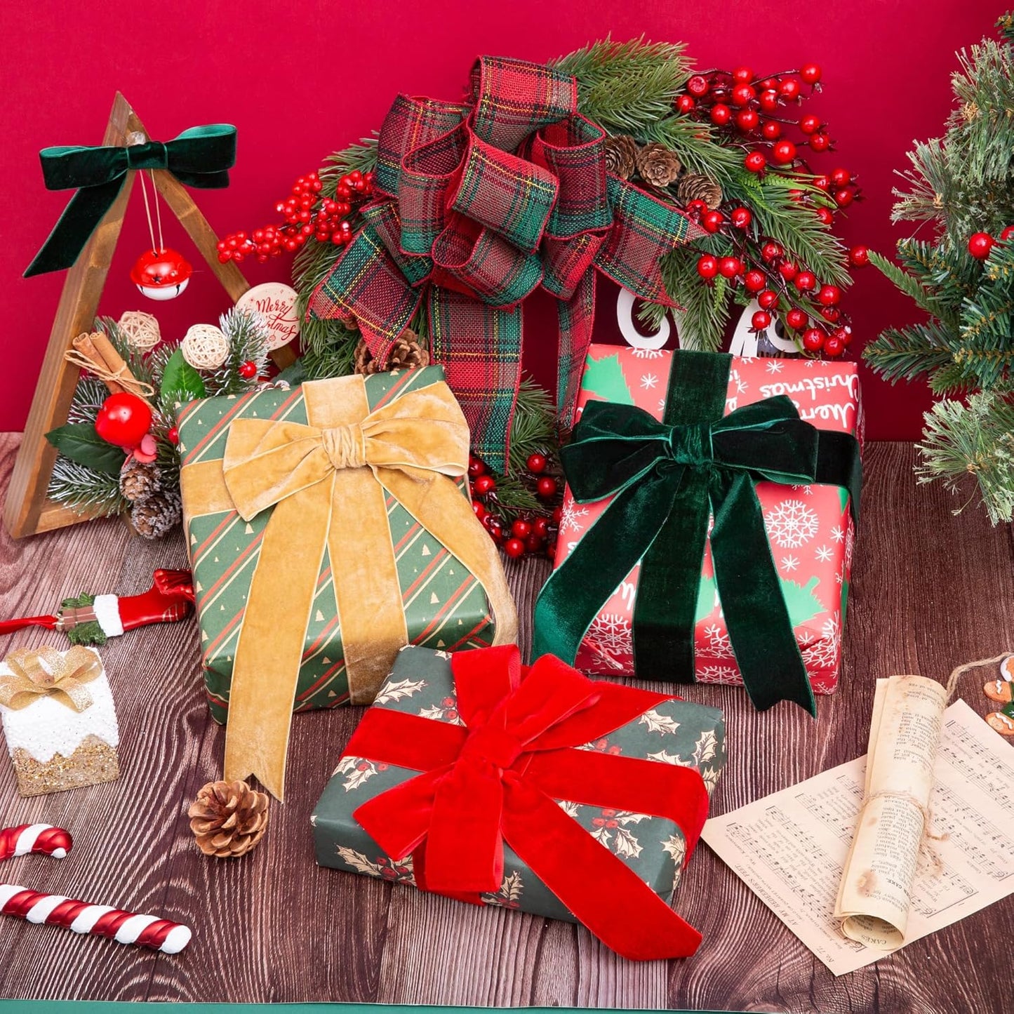 Velvet Ribbon, 1 1/2-Inch by 25-Yard Spool (Red)