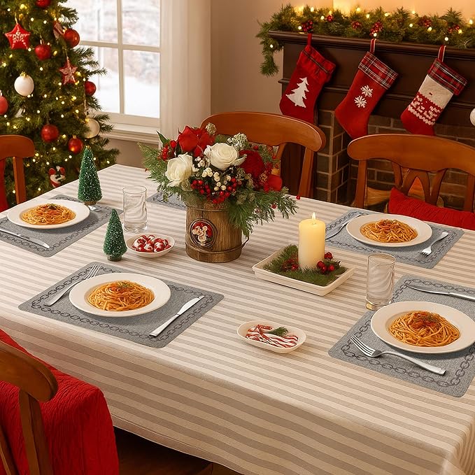 Placemats Set of 6, Heat Resistant & Waterproof Table Mats for Dining, Non Slip Scratch Proof Place Mats for Kitchen, Easy to Clean - Outdoor,Indoor Use(17x12 Inch)